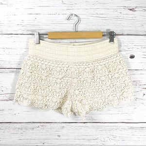 Rewind Crocheted Ivory Lace Shorts